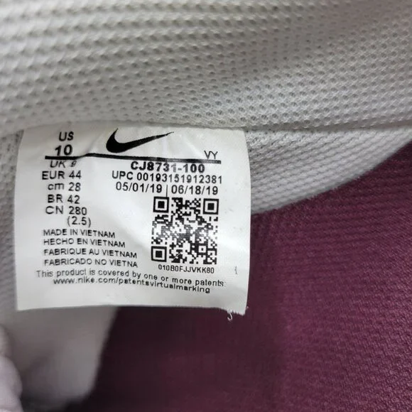 Nike Air Force 1 CJ8731 100 Low Mens Sneakers Size 10 White & Maroon - Picture 3 of 16